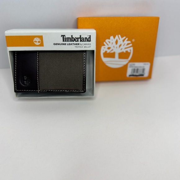 Timberland Men's Baseline Canvas and Genuine Leather Trifold Wallet NWT - Picture 8 of 13